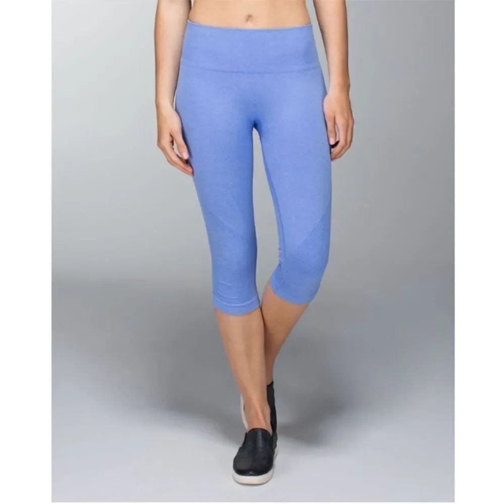 Lululemon In The Flow Crop Blue Leggings Women Size 6